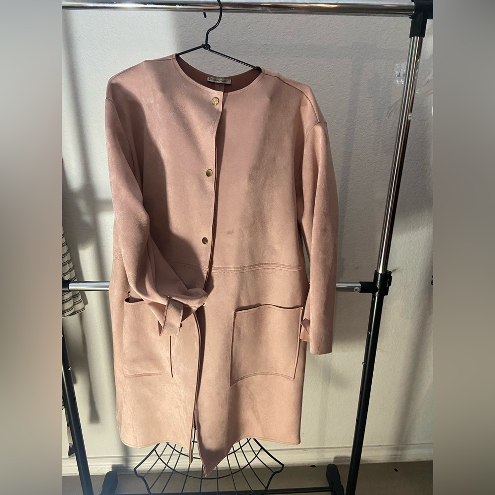 Zara pink suede light weight jacket